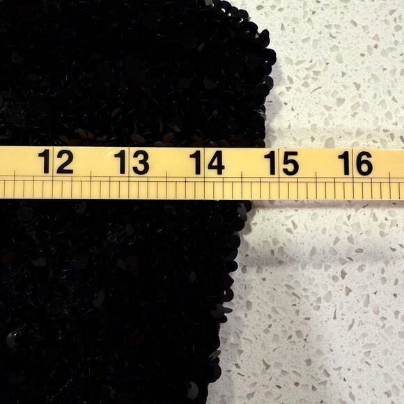 Cefian Black Sequin Mini Dress Size Small Strappy Back Bodycon Party Holiday - Picture 7 of 8